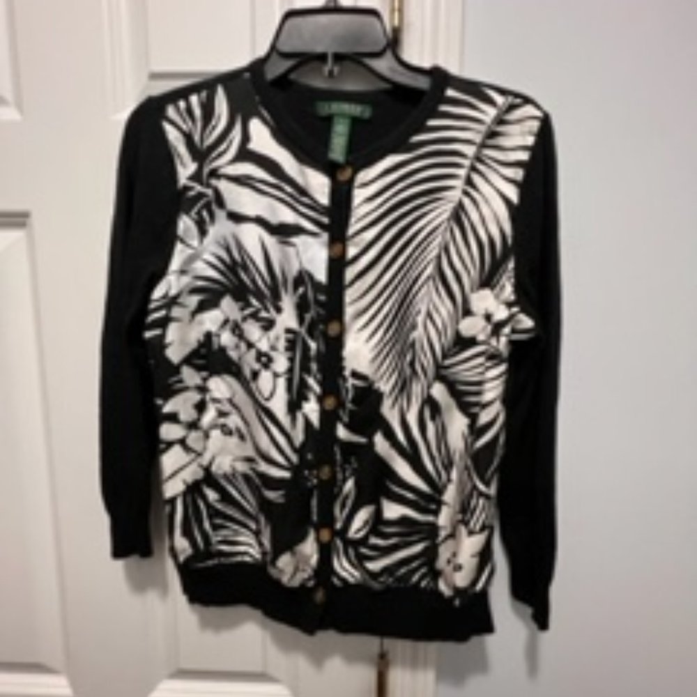Lauren Ralph Lauren large black and white sweater